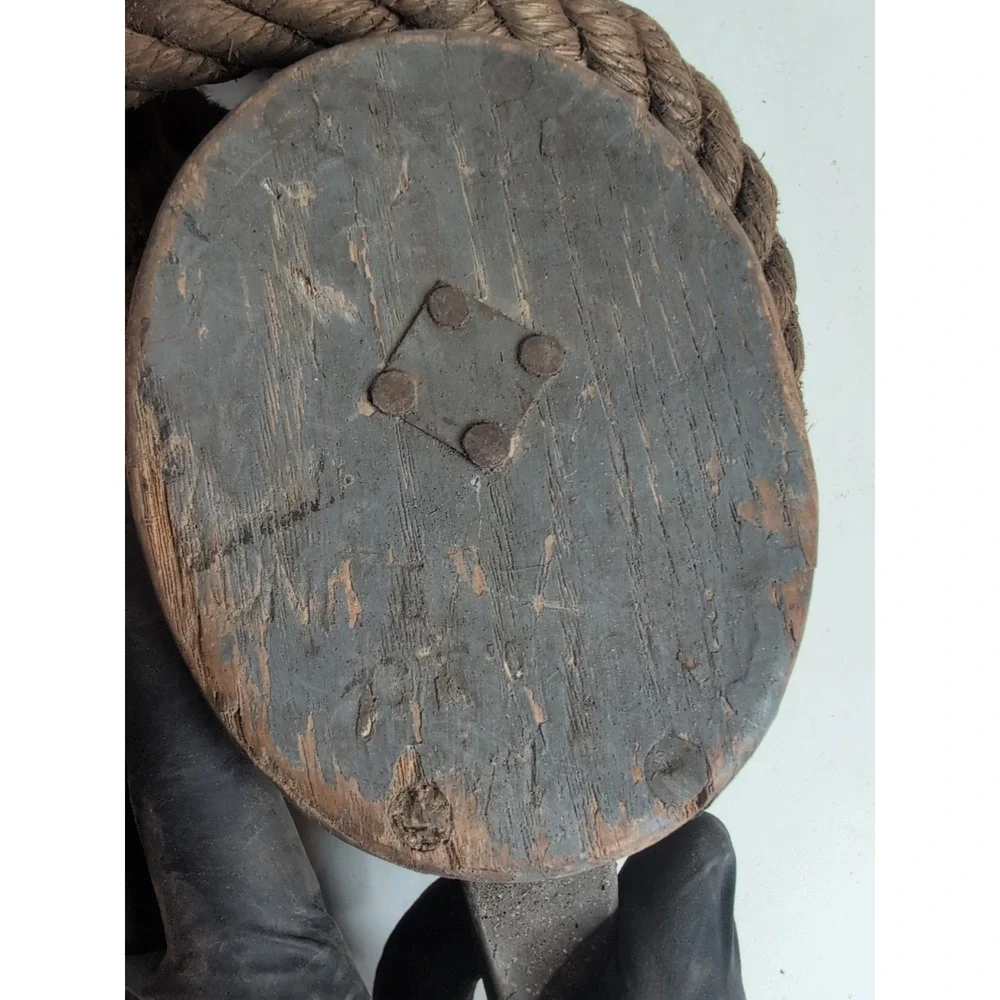 Two Large Vintage Pulleys With Large 7